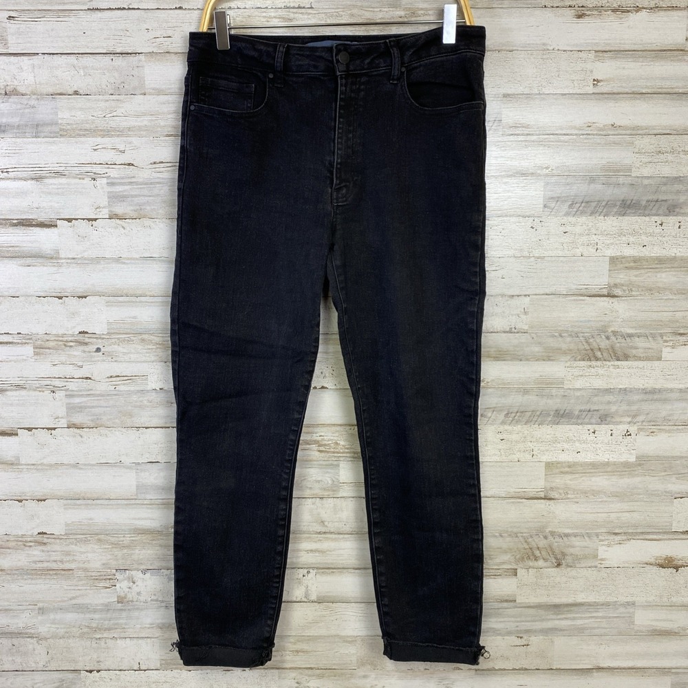 Indigo Rising Jeans Women 13/31 Black Denim Rolled Raw Hem Skinny Ankle